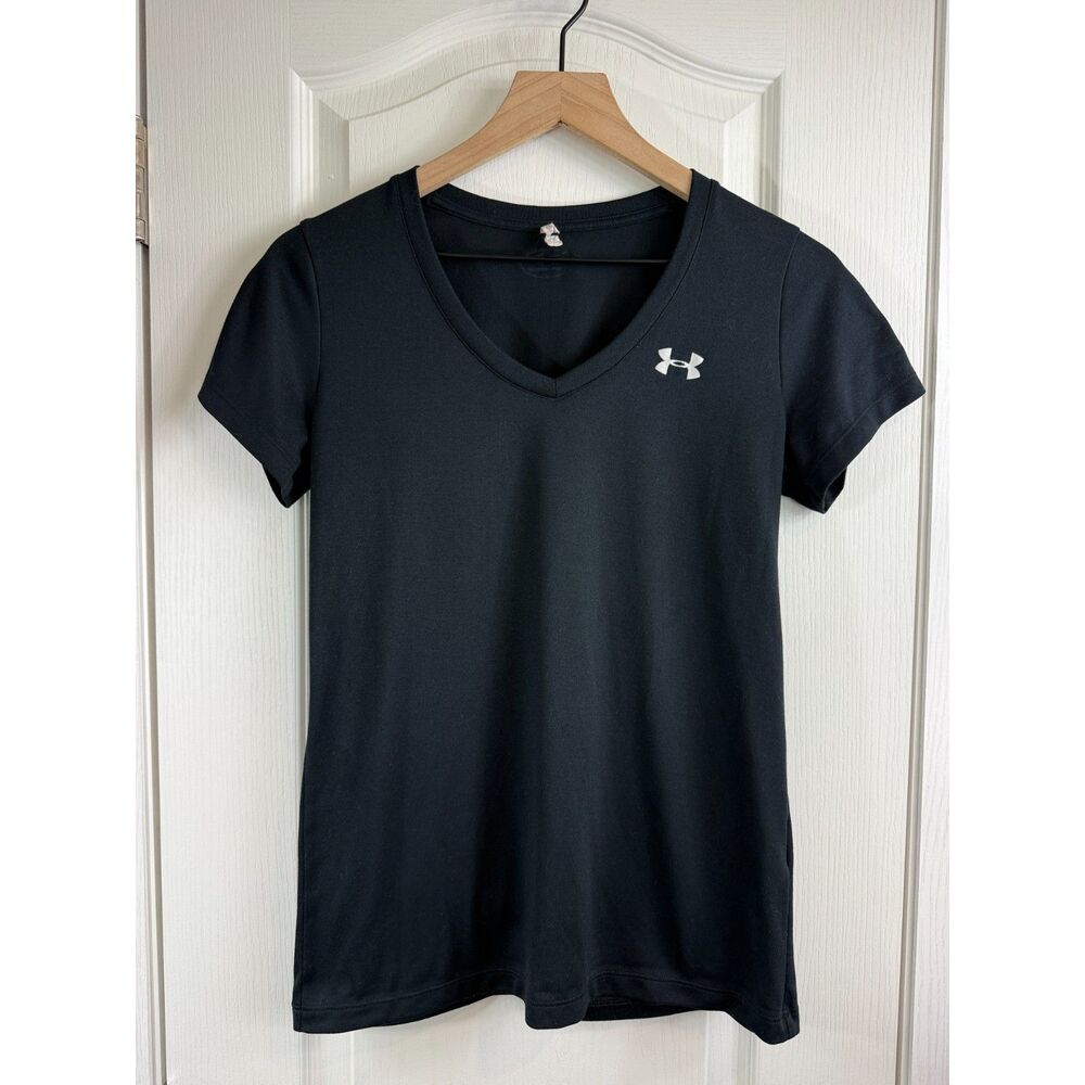 Under Armour Women's Small Black V-Neck Short Sleeve Athletic Performance Shirt